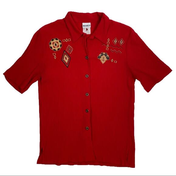 Vintage 80s 90s Koret Red Blouse - Picture 1 of 7